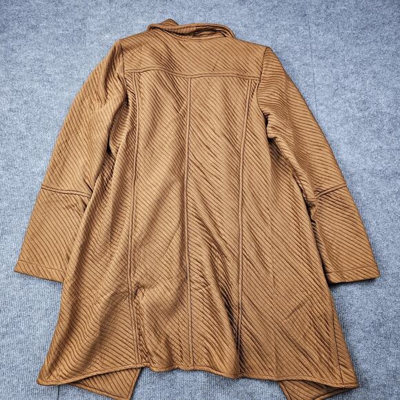 Skies Are Blue Cardigan Womens Medium Brown Open Front Draped Longline Minimal - Picture 7 of 7